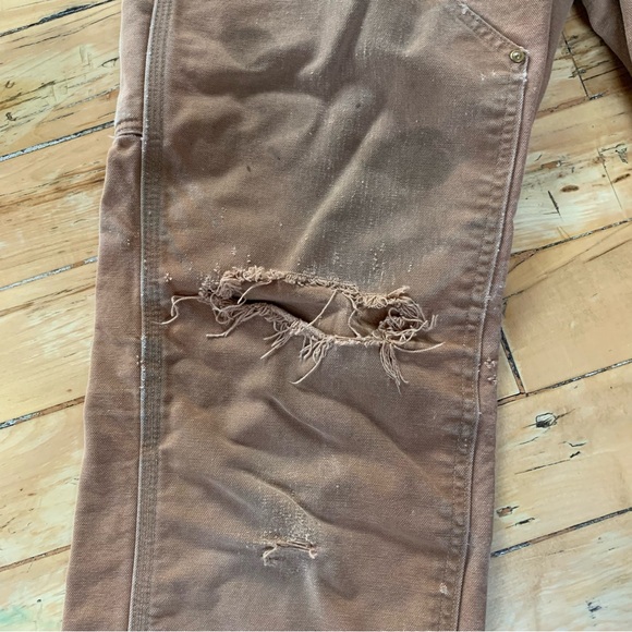 Carhartt B01-M Double Knee Tan Thrashed 33x34 Loose Fit Vintage - Picture 4 of 13